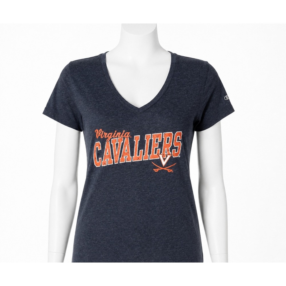 Champion Virginia Cavaliers T-Shirt Womens Small Navy Blue V-Neck UVA Tee NWT